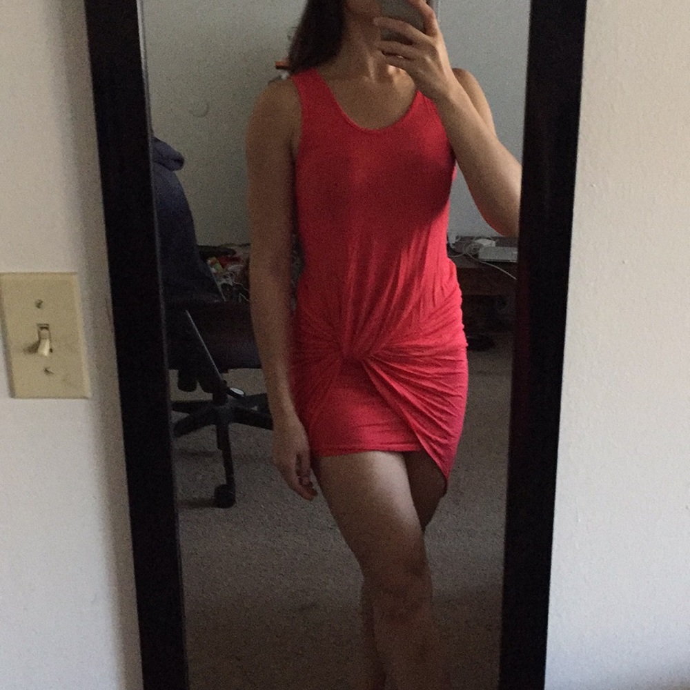 Red dress with unique tied design, size medium